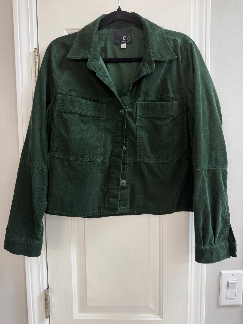 Kut from the Kloth Deep Green Button-Front Jean Jacket